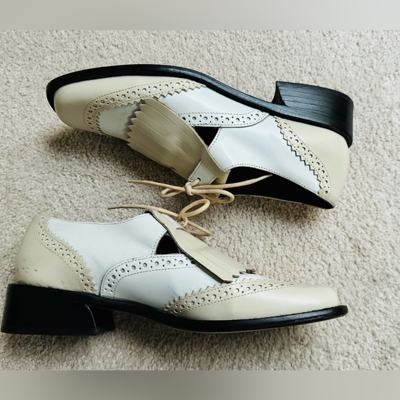 VINTAGE KENNETH COLE WOMEN'S OXFORD BROGUES MENSWEAR TASSLE LACE UP SHOES 1980s - Picture 7 of 11